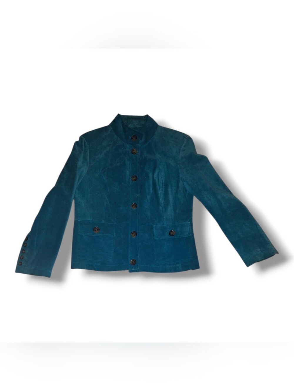 Women's Teal Suede Button-Front Jacket